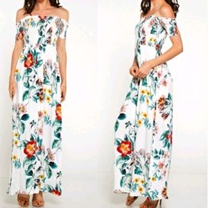 Giftable Floral Off Shoulder Maxi Dress Medium NWT